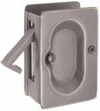 DOOR ACCESSORIES POCKET DOOR LOCKS Passage Function Fits door thickness 1 3 /8 to 1 3 /4 Standard rectangular door prep 3 1 /8 x 1 3 /4 Privacy Function Fits door thickness 1 3 /8 to 1 3 /4 Standard