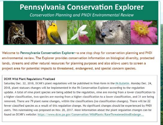Conservation Explorer: Information Currency Explorer is updated quarterly New species data added based on field work, new data received by Natural Heritage Program Some records removed (populations