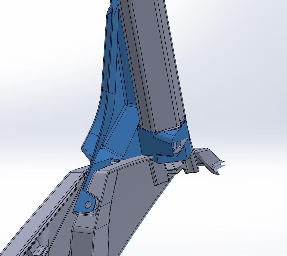 - Position the front plastic triangle in place with the front tab wrapping around the A-pillar.