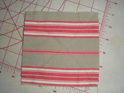 Take Muslin FQ and Warm & Natural FQ and cut 5" squares to match up with the