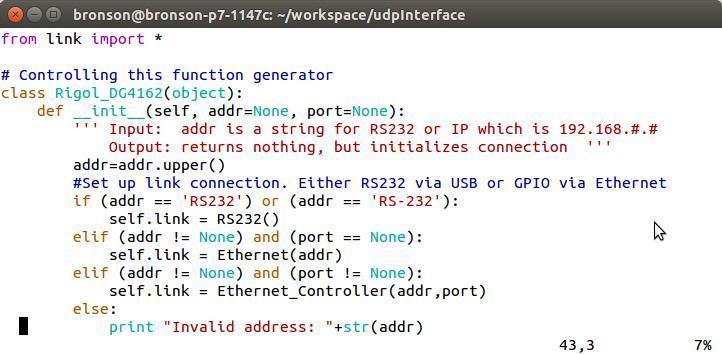 Instrument Control Fig 54: Source code snippet for