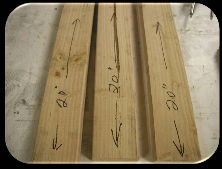 Select and Cut Lumber Cut the 2in x 4in (5cm x 10cm) lumber into the following lengths: