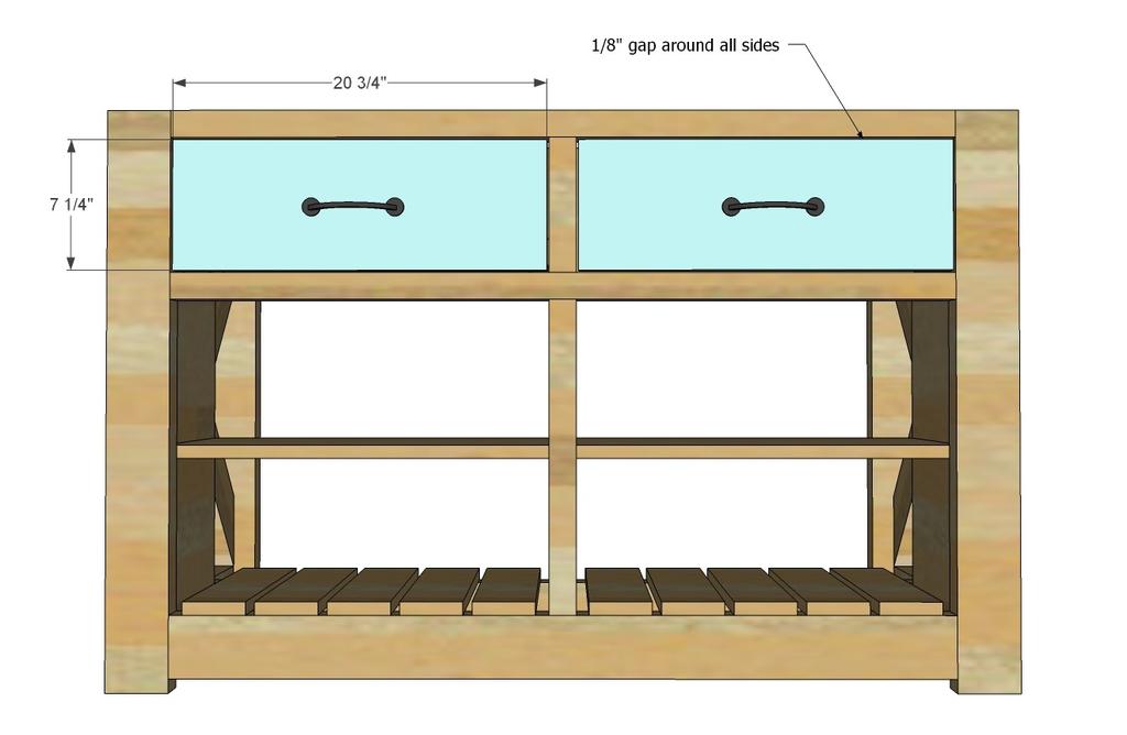 Adjust drawer until it slides easily. They should sit inset 3/4" to allow for the drawer face.