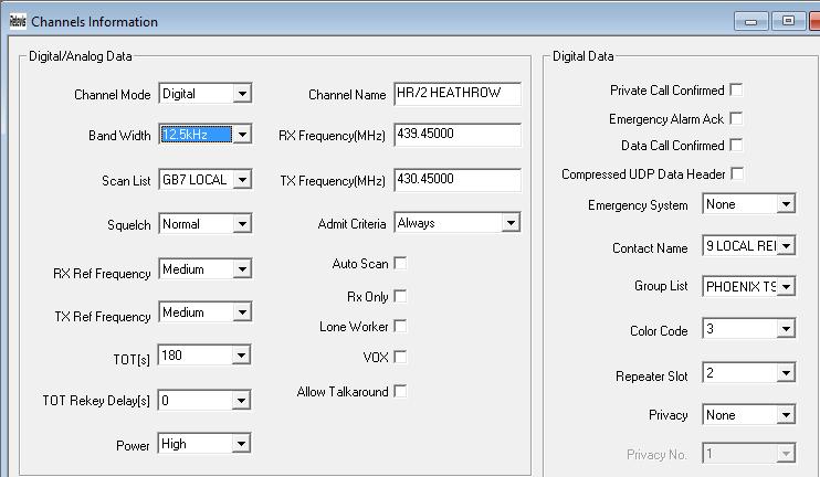 Channels Information DMR Repeater Now you need an entry per talk group for each DMR repeater.