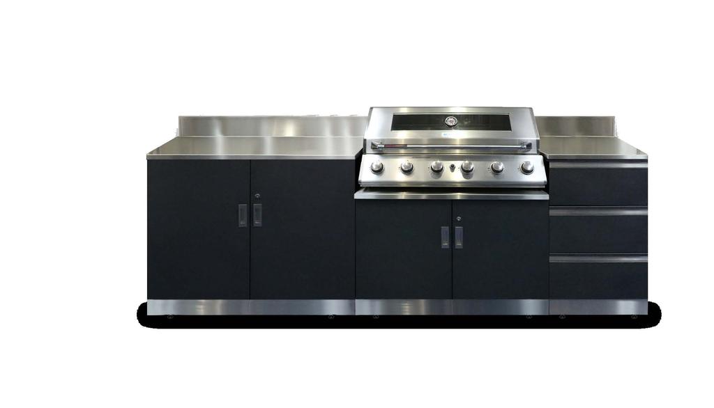 KIT 3 Stainless steel construction Double lined stainless steel hood with Hygienic and easy clean Easy ignite stainless steel burners LPG/Propane (standard), with option to Cast enamel grills and