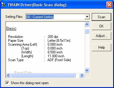 4.10. Basic Scan Dialog The basic scan dialog contains only the minimum functions required for scanning. The detailed setting functions of the main dialog have been omitted.