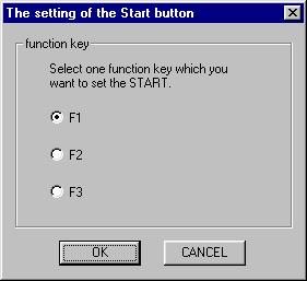 pop-up menu. Selecting "Yes" displays a dialog box below. (If "No" is selected, the function to start any application when the start button in this application is pressed is disabled.