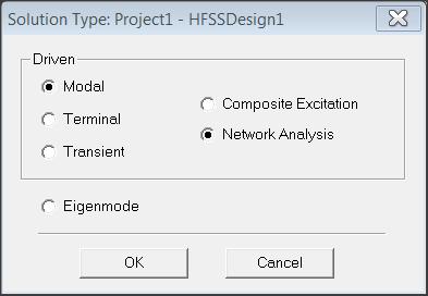 Setting Solution Type Solution type selection As a general rule, one could choose the solution type based on the type of transmission line that is being analyzed Driven Modal Hollow