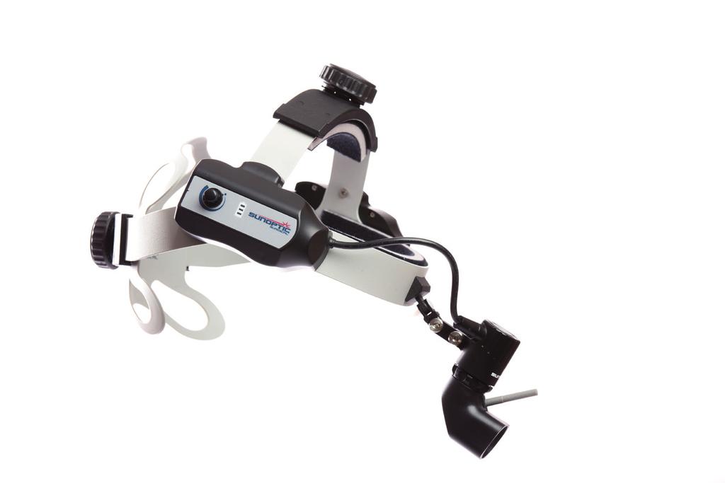with a bright, clean, uniform spot Infinitely variable output switch on side of headband allows surgeon to set different light outputs which translates into longer battery