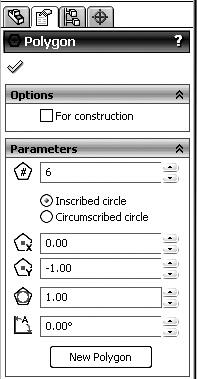 toolbar. Notice that a Sketch Fillet menu now appears where the Feature Manger tree usually is displayed (Figure 1-16). Key in a fillet radius of 0.50 inches.