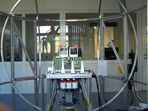 STM on shaker (left), EM AOCS on test bed (right) In the moment the AIV process of the protofligth model of TET-1 is in progress.