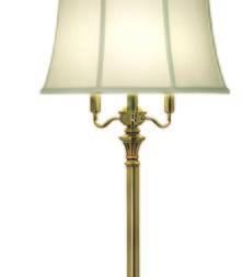 Candelabra FL-6707-785- 6 Way Floor Lamp urnished rass 64" Off White Silk Shantung