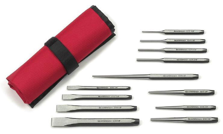 PUNCH AND CHISEL SET For marking center lines and pilot drill locations Long taper punch to install and remove pins and Set Includes 1/4 x 4-3/4 Cold Chisel 3/8 x 5