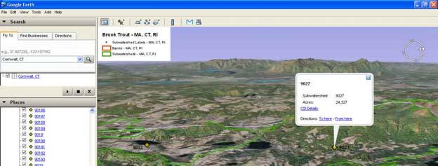 8. Now that you have found your watershed, you can click on the label point and a pop-up window will appear providing basic information on the subwatershed and a link CSI Details that will connect