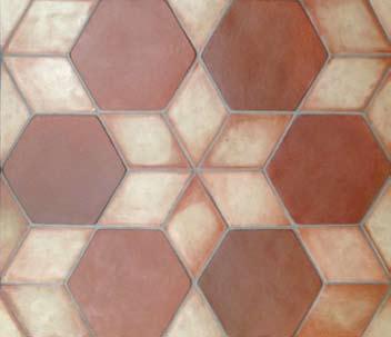 Authentic American-Made Terracotta 12 Hex, Red and Small Diamond,