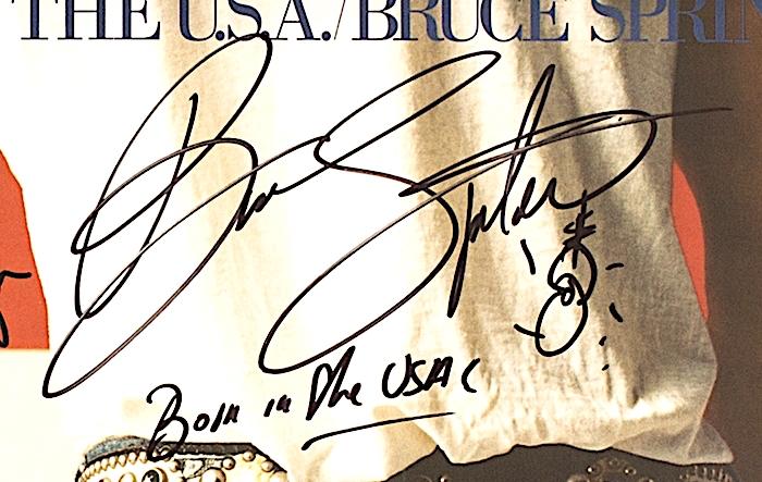Item: Individually Numbered Limited Edition Autographed Bruce Springsteen & The E Street Band "Born In The USA" Record Album Display Close-Up Image of the Bruce Springsteen autograph with the hand
