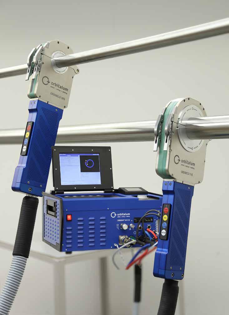 Orbital welding systems and accessories for highpurity process piping from Orbitalum Tools. E.g. compact power supplies for mechanized TIG orbital welding with a currently unique operating concept and a whole series of other special technical features.
