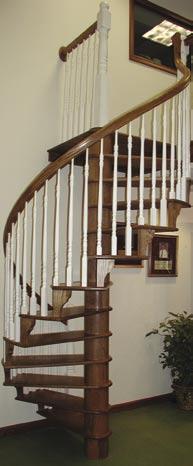 The 5" paintgrade wood center pole and the iron finial-top newel post truly makes this spiral stair unique. B.