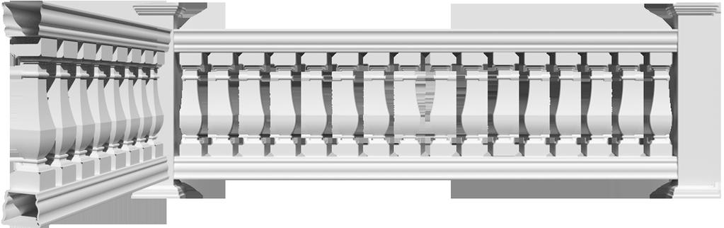 Arcadian Balustrade System Part Number Width Top Block Bottom Block On Center Spacing s *Overall System ** A BAL05X28AC-A 5" 5" Sq 5" Sq