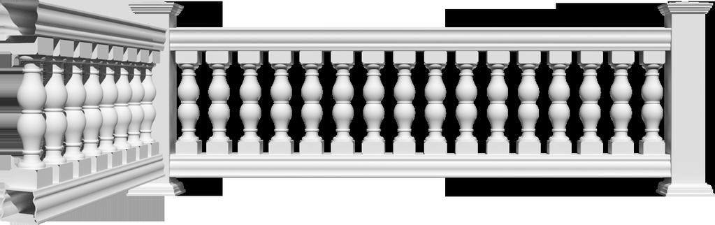 Avalon Balustrade System Part Number Width Top Block Bottom Block On Center Spacing s *Overall System ** A BAL05X28AV-A 5" 5" Sq 5" Sq 28" 6-7/8" 1.75 42-1/2" $96.00 $216.