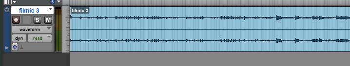 Also note that Pro Tools color codes the track (on the left) in blue. Other kinds of tracks in Pro Tools (like Instrument Tracks to be discussed later), have a different color.