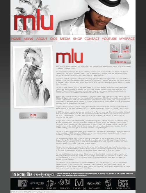 WEBSITE MLU Website About Page About Page - Artist bio in text format for fans/ media