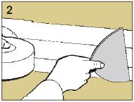 beneath the tape. Ensure that sufficient compound is left behind the tape to achieve a good bond. 4. Immediately apply a thin coat of compound over the surface of the tape.