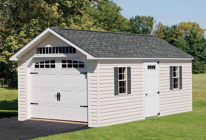 G ARAGES Single Upgraded Garage 12' x 20' Vinyl Siding Features 12" Overhang on Front,