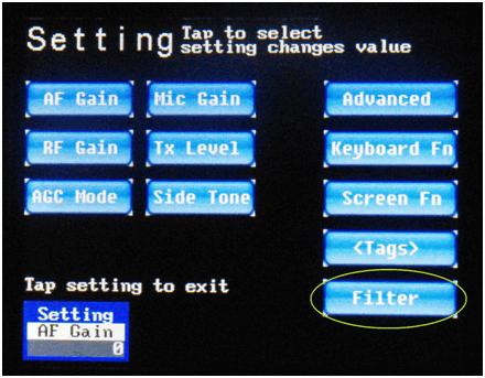 Bandpass Filter Settings These settings