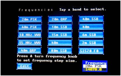Figure 47: Frequency Manager Screen From the Frequency Manager screen (Figure 47, above) you can tap on one of the top 15 buttons to go directly to that mode and frequency of operation, or you can