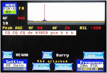 Figure 66: PSK Starting a QSO Let's assume that you tuned around the band and saw that a station with the callsign VE4MA was active.