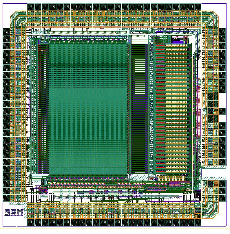 The SAM0 Prototype 2 differential channels*256 cells Techno AMS CMOS 0.35 µm. Size ~11 mm2 ~60k transitors. QFP100 (0.