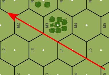 Line-of-Sight is blocked by the intervening Woods hex. Second Player Movement Step (see 4.5).