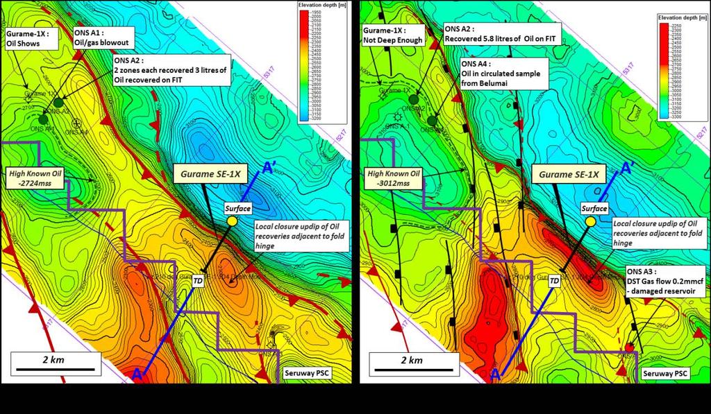 has been located to intersect the prospective deep reservoir section structurally up dip from existing well control, near the crest of the closed structure which has been defined by modern 3D seismic