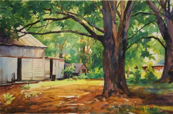 painting Old Trees at Tes Farm, 15x22,