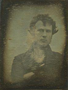 First selfie ever. Robert Cornelius, self-portrait, in 1839, an approximately quarter plate size daguerreotype.
