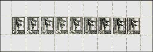 Imperforate proof of the un-overprinted statue label PAGEANT OF POSTAGE STAMPS in red.