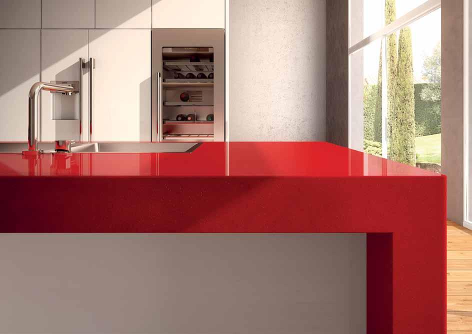 Caesarstone surfaces, consisting of up to 93% quartz, retain the cool, tactile qualities of nature s strongest stones while offering freedom of design with seemingly