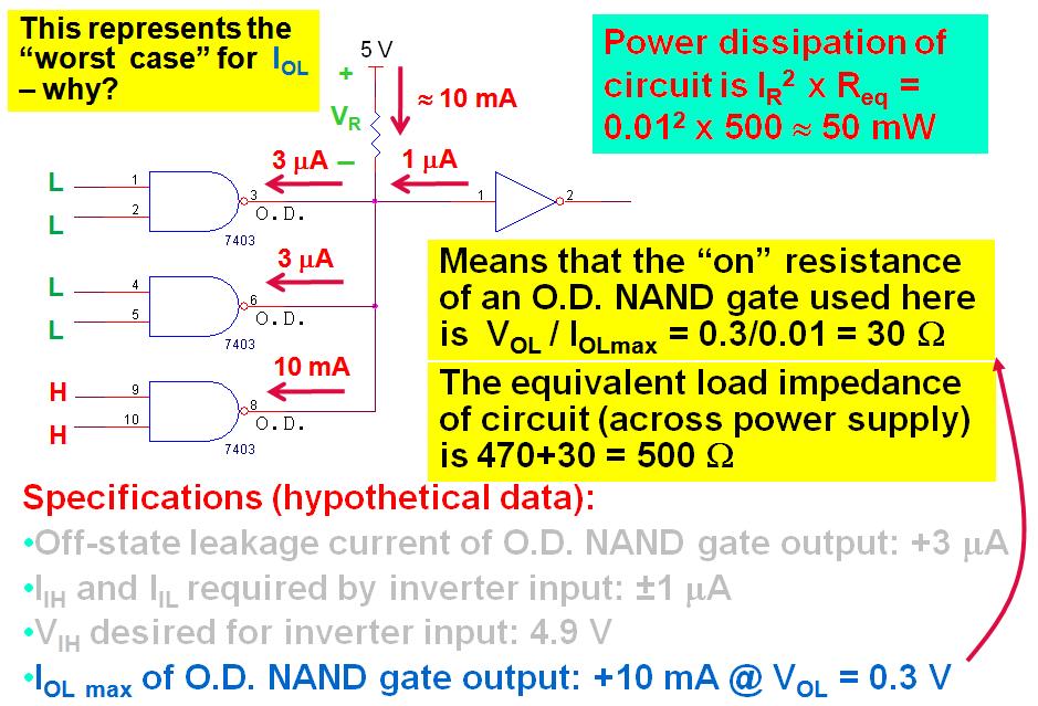 open-drain outputs, continued o pull-up resistor calculation example, continued solution, maximum R Value based