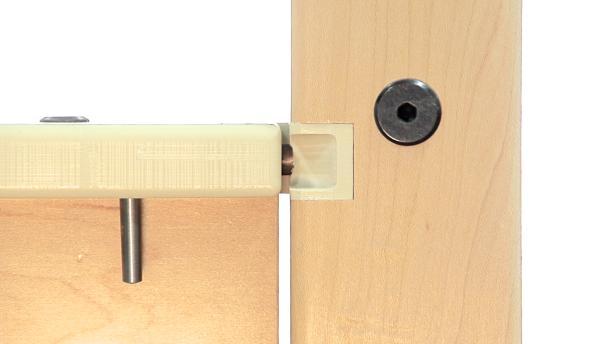 brass locking-pin when the Safety Rail is in the locked position as indicated by
