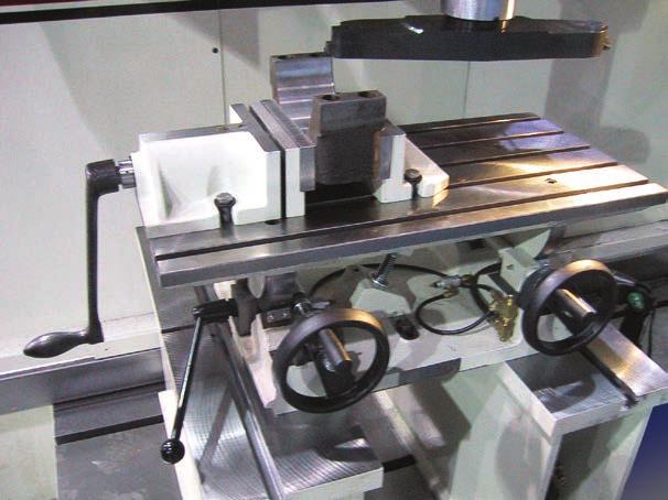The 4th axis can be set up as a vertical lathe and is able to rotate and index round parts such