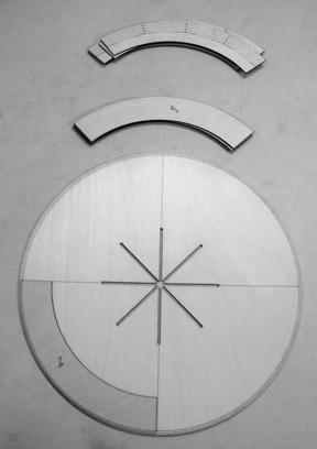 As pictured above lay circle down scribe marking up on flat smooth surface.