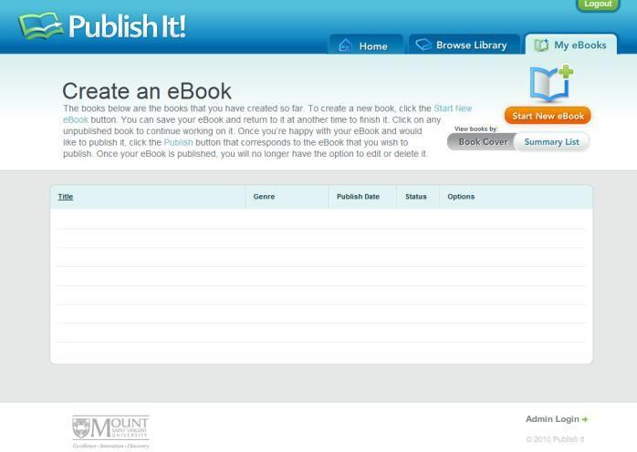 Clicking on Start here takes you to this screen which will show all the books you have