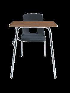 MS/HS Combo Desk HIGH-PRESSURE LAMINATE TOP HIGH-DENSITY POLYPROPYLENE SHELL SEAT HEIGHT: 17 ½ FRAME: SELF-SUPPORTING AND NON-TILTING OF 18-GAUGE STEEL FULL-TUBE STEEL LEGS WITH NYLON