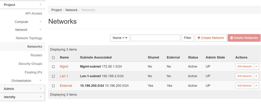 Creating Ports in Mgmt Network 1. Navigate to Project Networks and click on Mgmt 2.