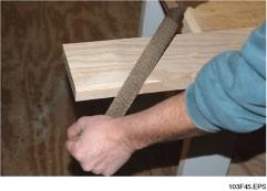 SLIDE 46 17.0.0 FILES AND RASPS When using a file or rasp, mount the work in a vise at about elbow height.