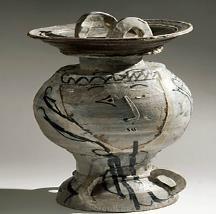 Peter Voulkos Vase, 1954 Glazed stoneware, wax-resist decoration 14 7/8 11 3/4 11 3/4 inches
