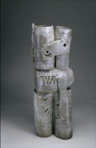 Peter Voulkos Rocking Pot, 1956 Stoneware and colemanite wash, thrown and slab constructed, assembled 13