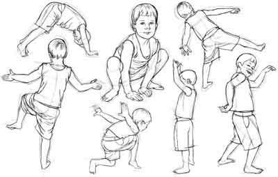9 GESTURE SKETCH: uses simple sketching methods to capture the past, present, or potential movements of living beings.