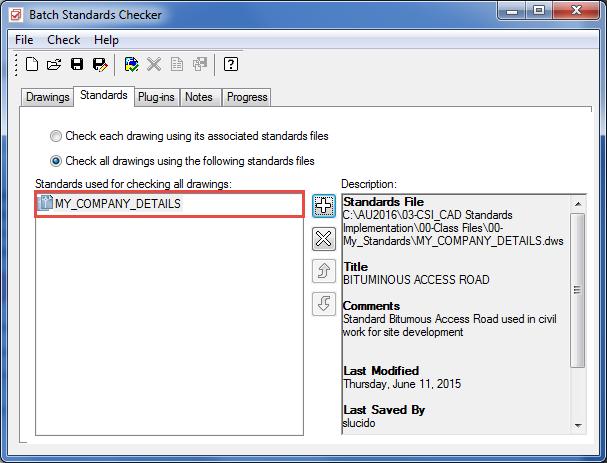 If we have already associated a standards file with each drawing, then we would check the first option of using its associated standards file. Figure 43: The Standards Tab 4.